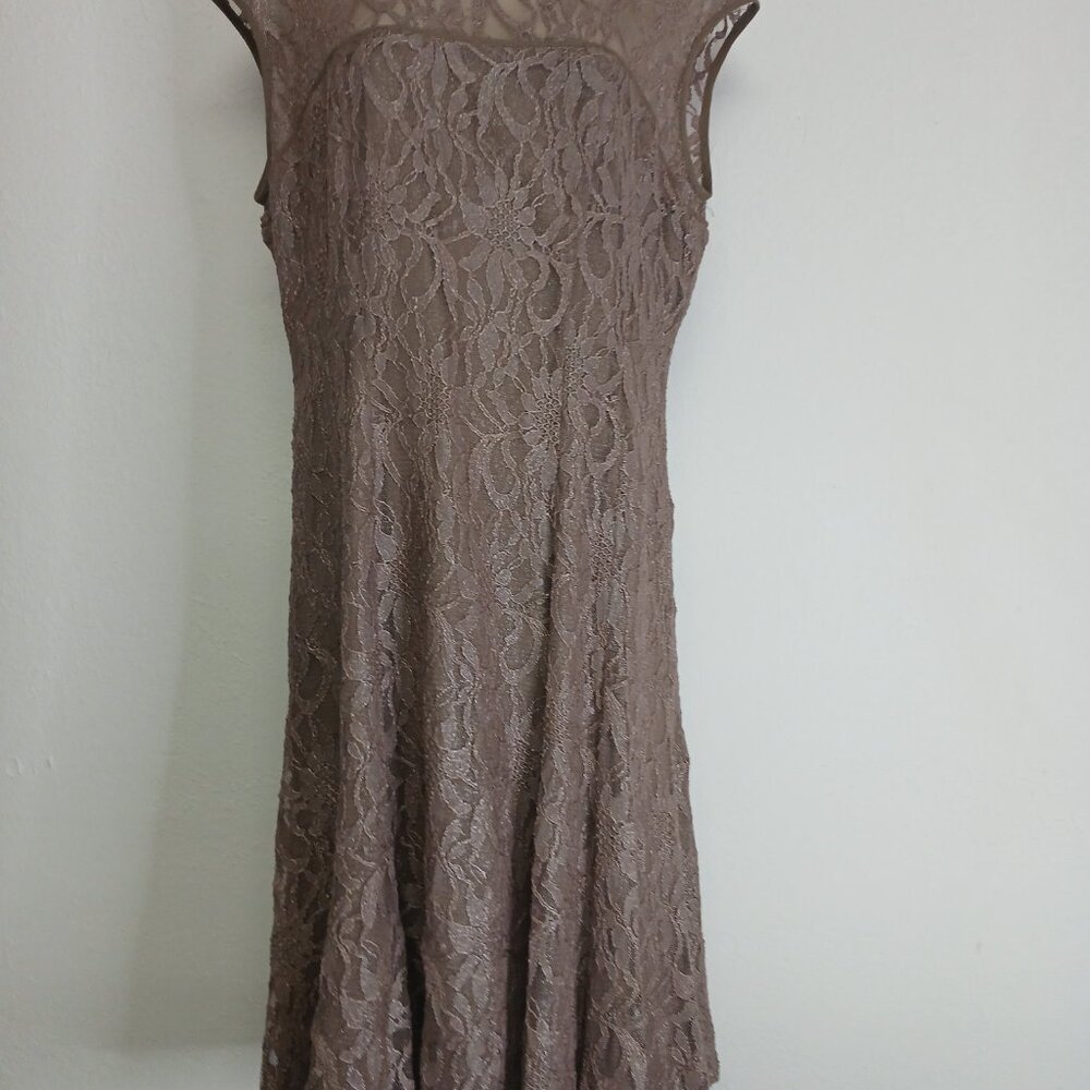 NWOT Anne Klein metallic tan Lace midi dress size 12 - Picture 12 of 12